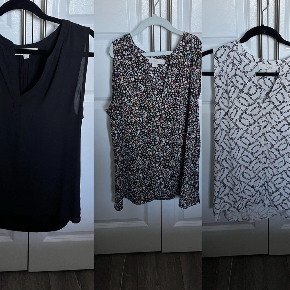 Bundle of 3 LOFT mixed media tanks / work tops / work blouses / office wear